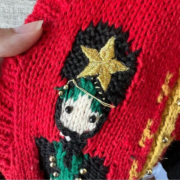 Vintage Marisa Christina Classics Knit Ugly Cardigan Sweater 1993 M - Picture 3 of 7